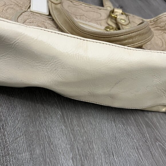 COACH Poppy collection textured raffia & patton leather bleaker tote. #16706 - Picture 4 of 7